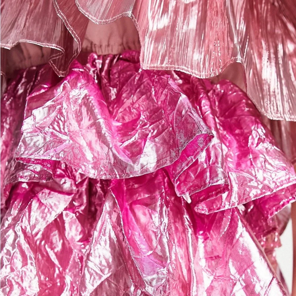 Asos Metallic Ruffle Party Dress - Picture 3 of 4